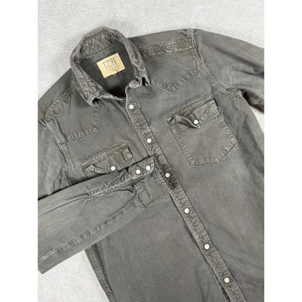 1791 Supply Company Denim Thick Western Snap Mens Shirt M Gray USA Workwear